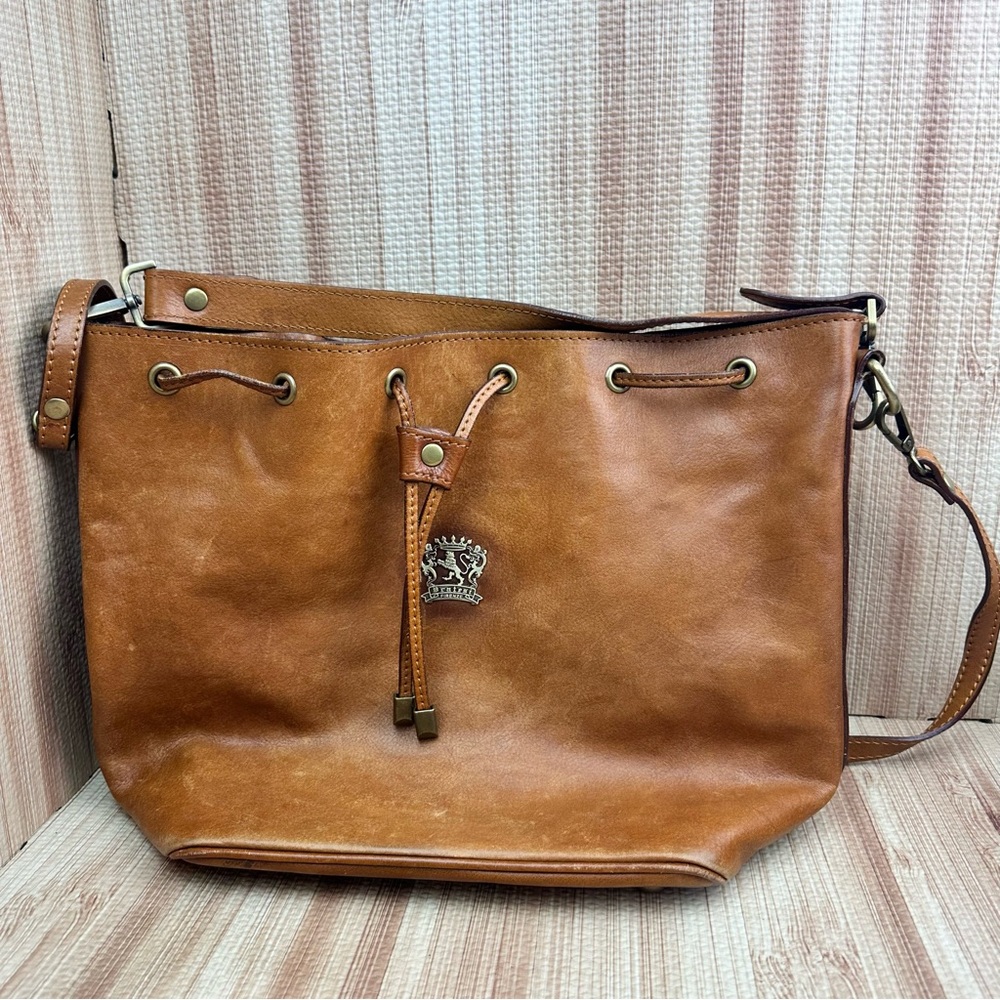 Pratesi Firenze Leather Shoulder Bag Purse Brown Made in Italy